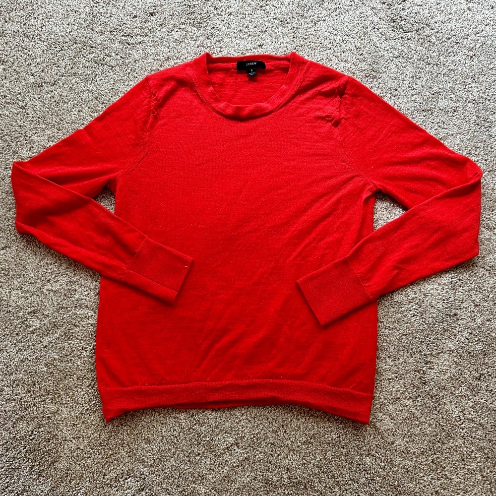 JCREW J.CREW POPPY RED MERINO SWEATER SZ SMALL